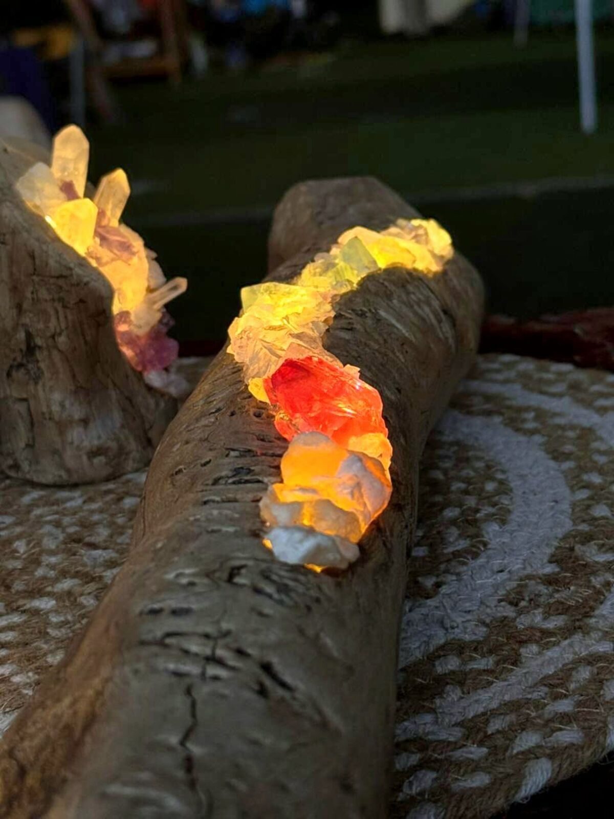 Red and yellow river style crystal lamp